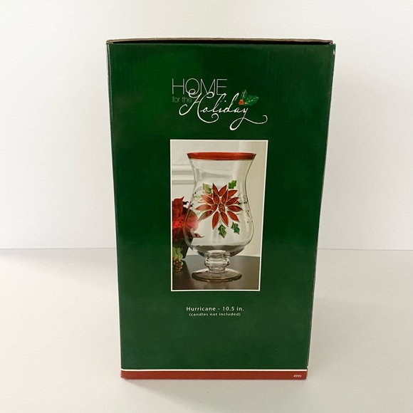 Home for the Holiday Poinsettia Christmas Hurricane Lampe Tempête Candle Holder - Picture 11 of 13